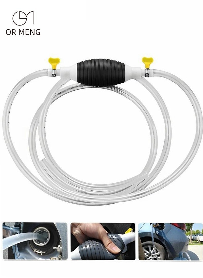 OR MENG Gasoline Siphon Hose,Upgrade 18MM Diameter Nozzle Gas Oil Water Fuel Transfer Siphon Pump,Manual Car Fuel Transfer Pump for Gas Gasoline Petrol with 2M Syphon Hose,Automotive Supplies - Image 1